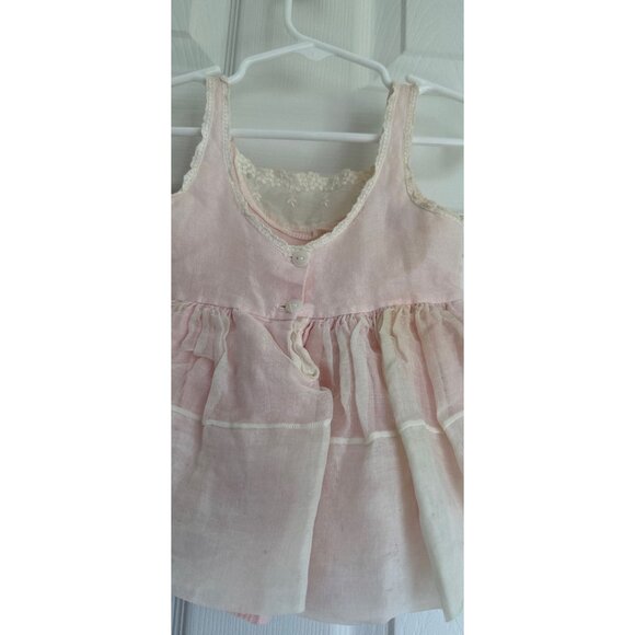 Vtg Pink Baby Dress Skamperette Toodler 1 1950's White Lace Edging Floral Lace - Picture 6 of 7